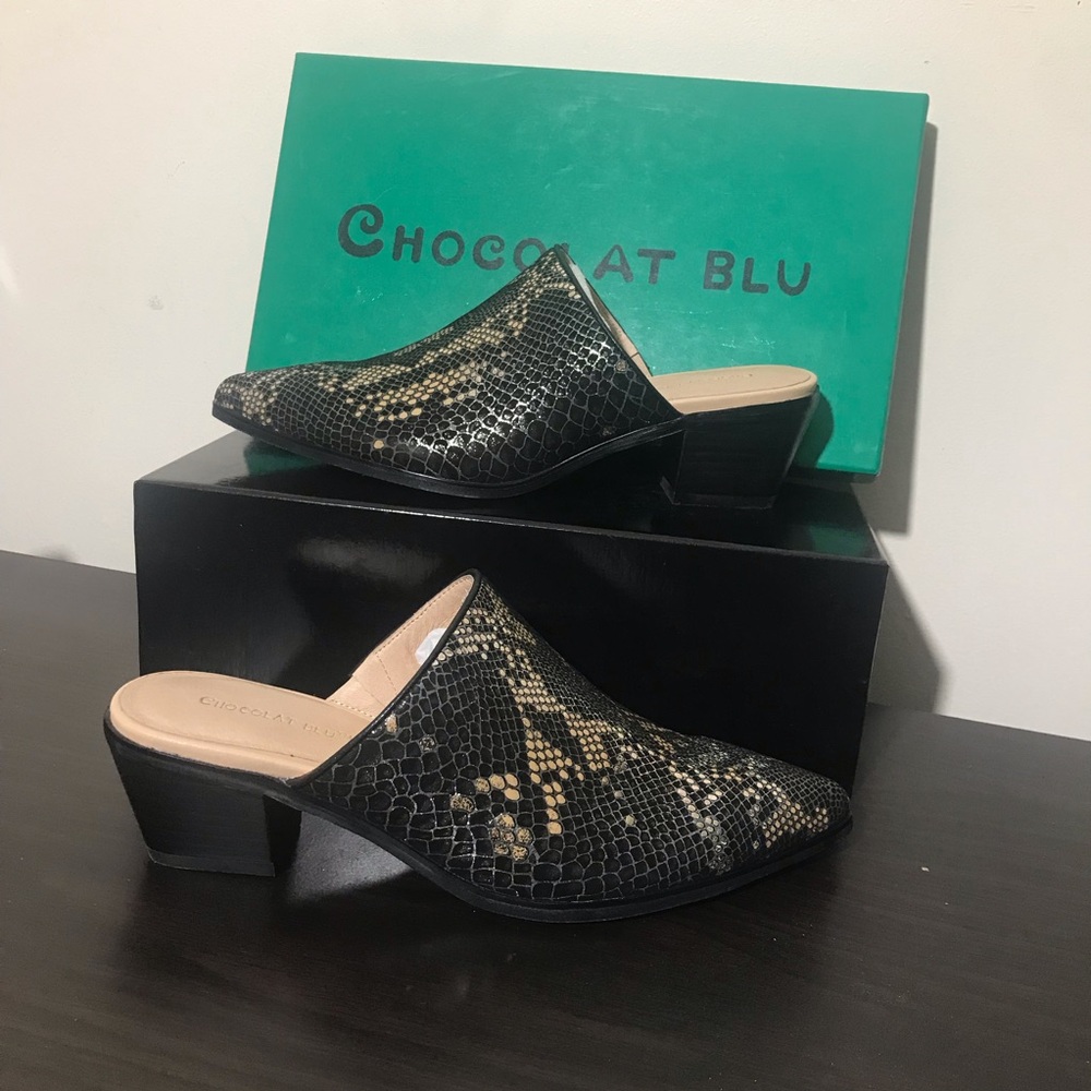 New Chocolat blu Clint shoes 7 black gold
